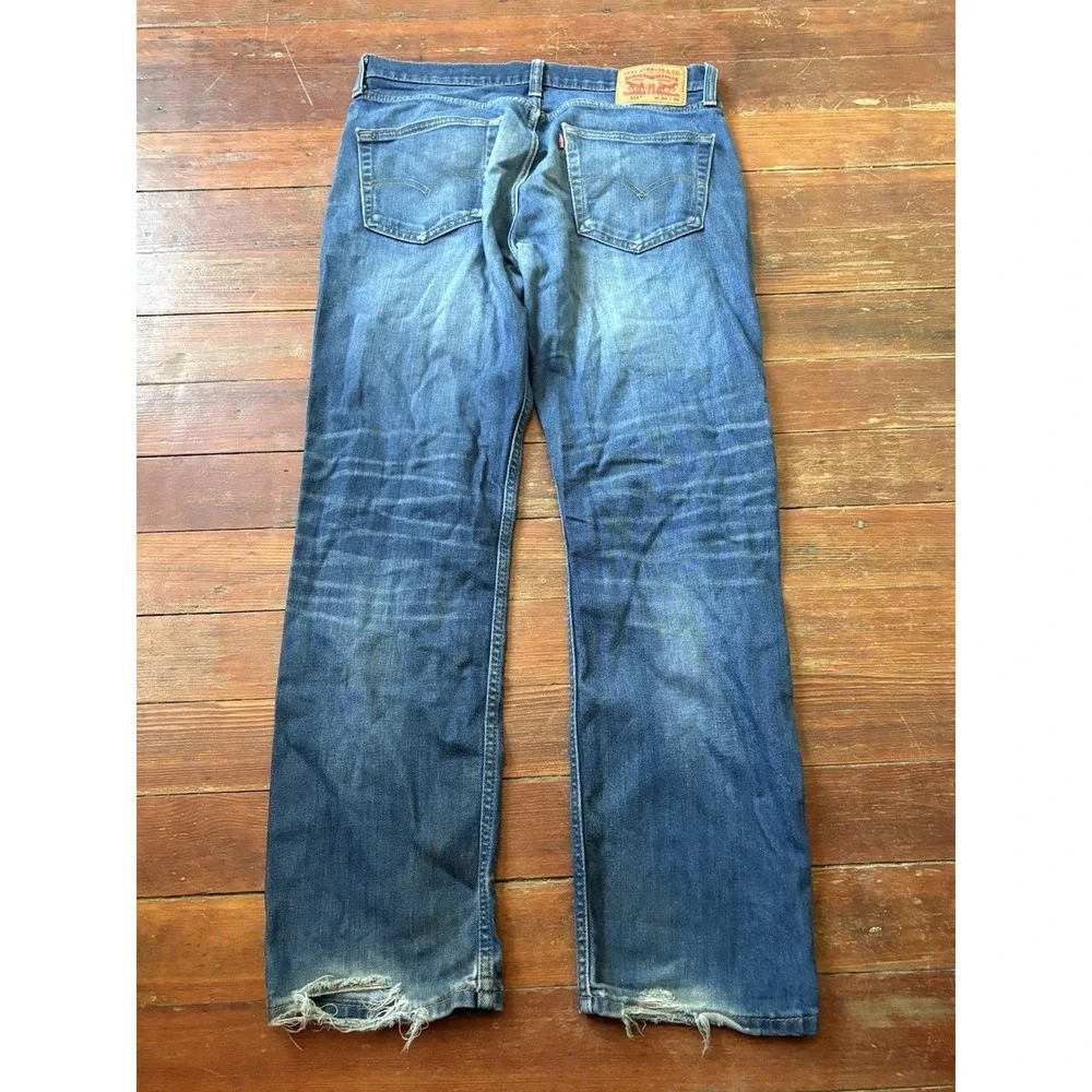 Levis 514 Straight Fit Dark Wash Indigo Denim Jeans Mens 32x32